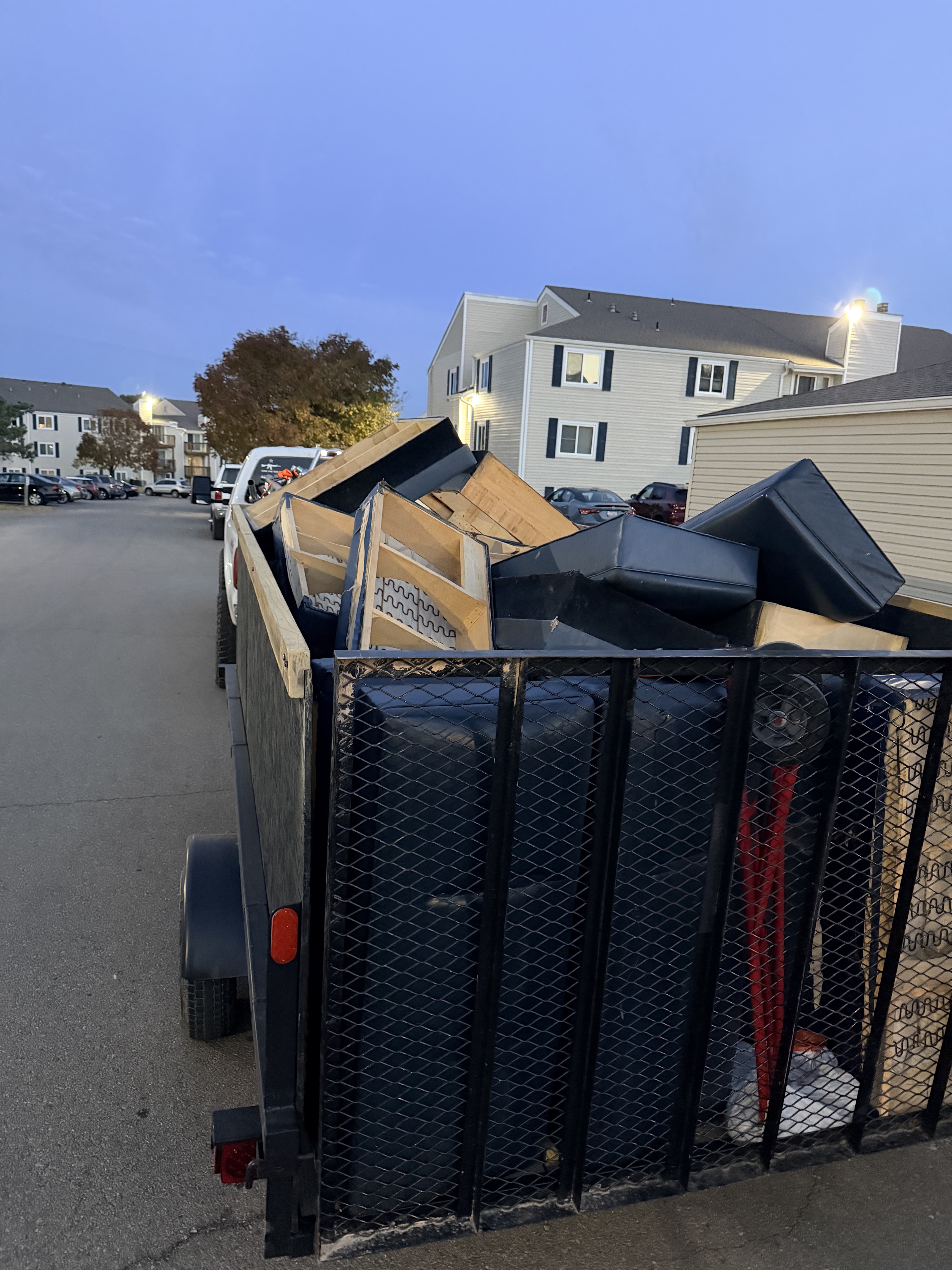 Apartment furniture load at dusk