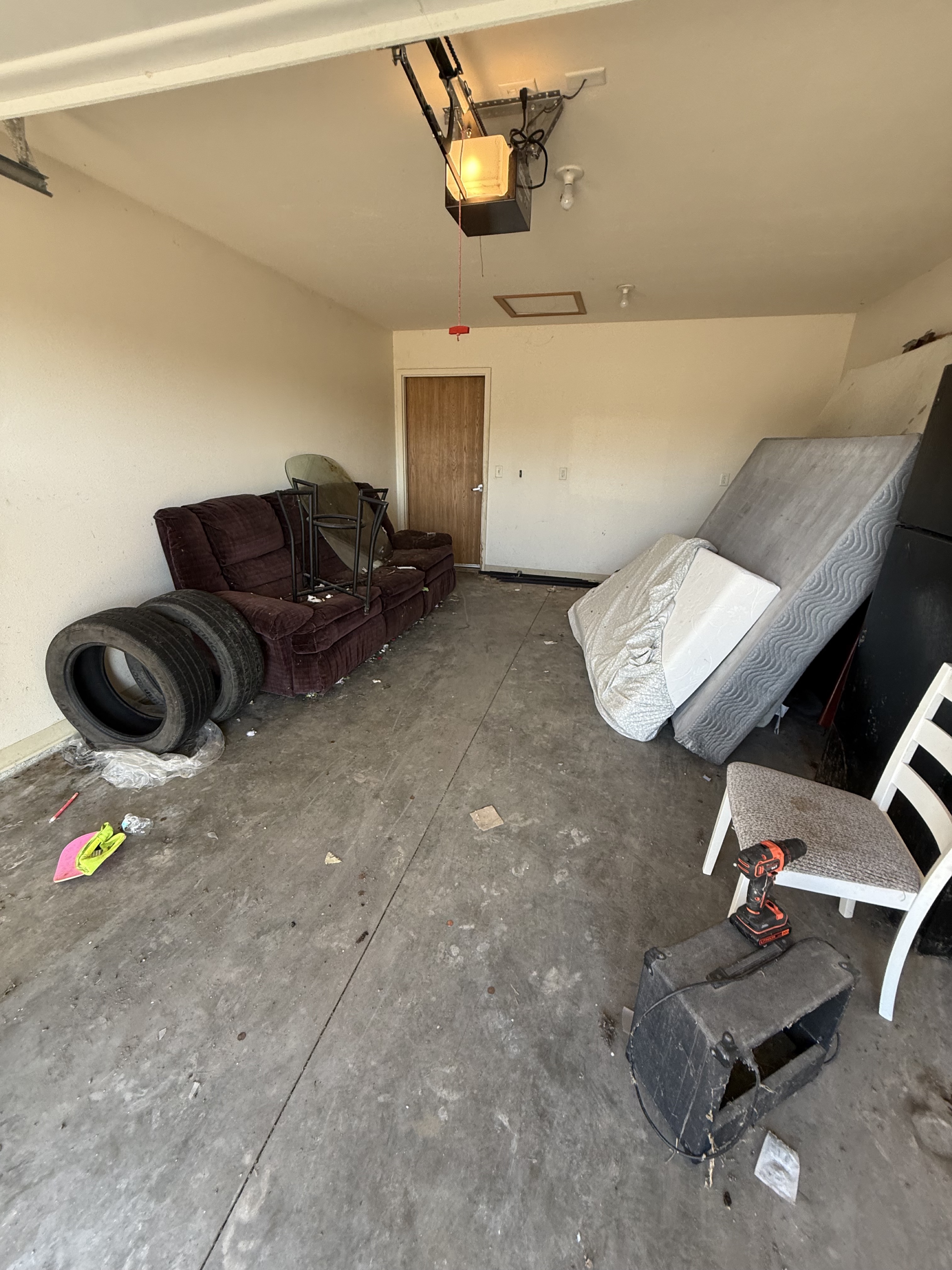 Wide garage cleanout before