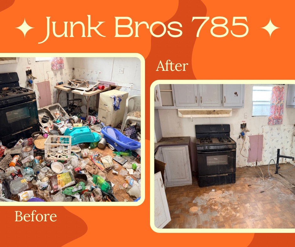 Kitchen cleanout before and after collage